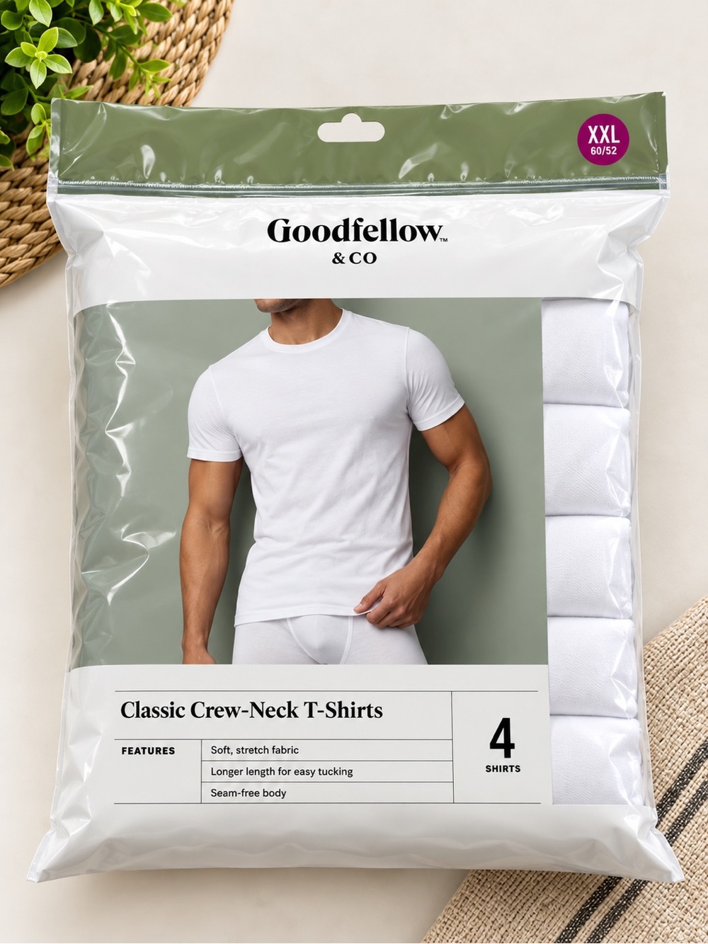 Goodfellow & Co White Classic Crew-Neck T-Shirts - 4 Pack